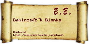 Babincsák Bianka névjegykártya